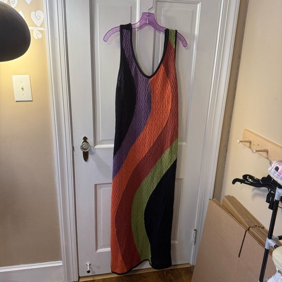 Eloquii Plus Sleeveless Wavy Knit Cover-Up Midi Dress. - Picture 1 of 7